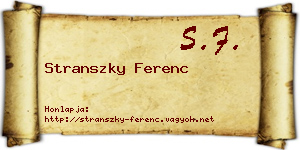 Stranszky Ferenc névjegykártya